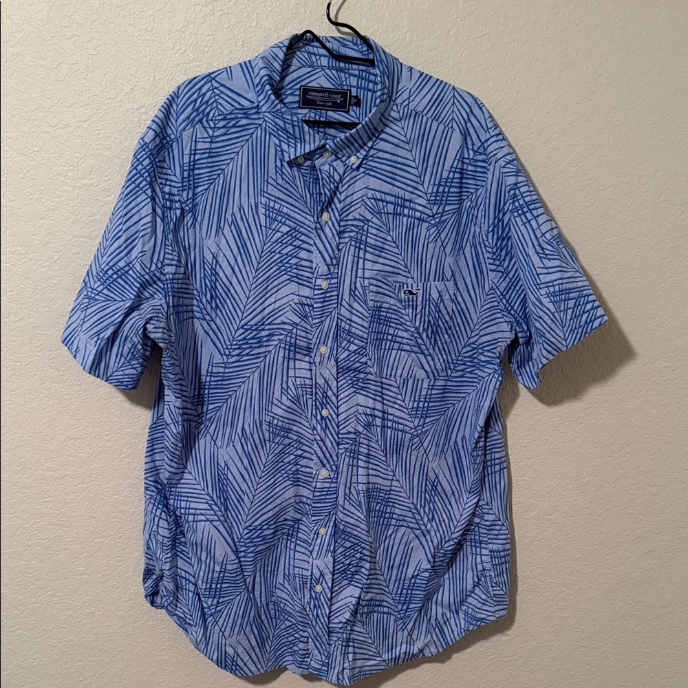 Vineyard Vines Blue Leaf Print Men's Shirt